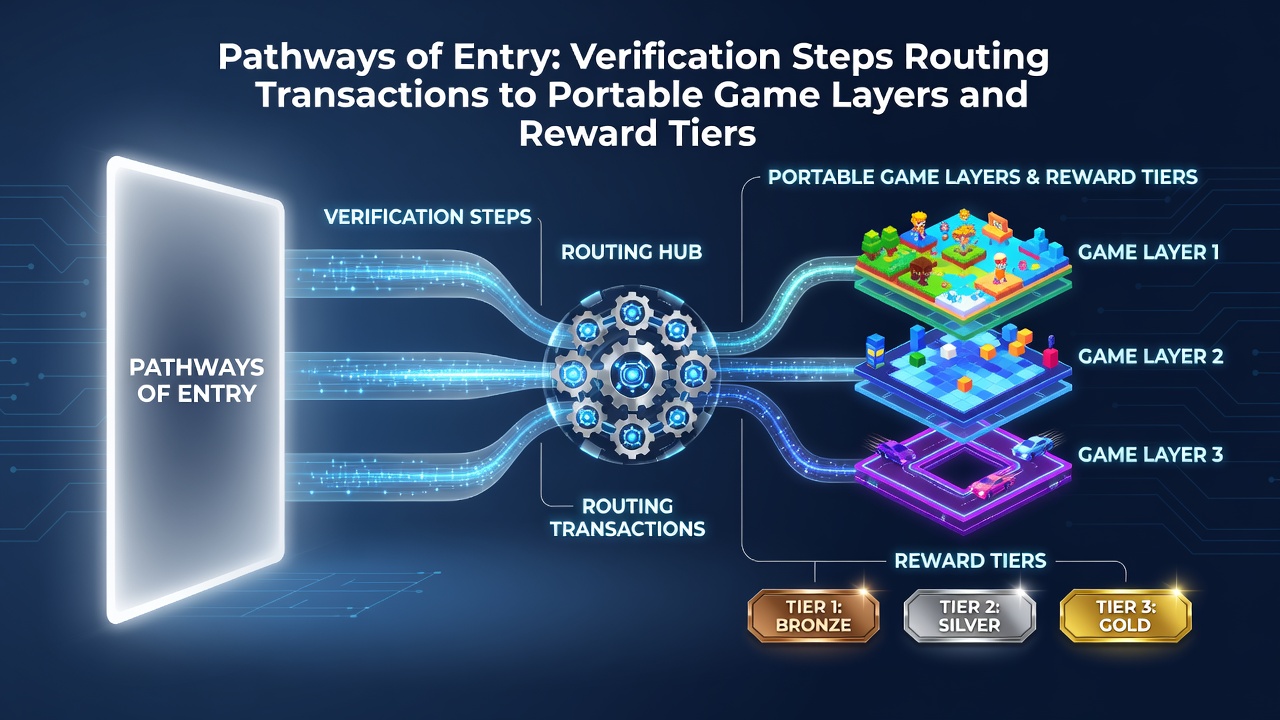 Diagramm der Verifizierungsschritte und Transaktionsrouting in Online-Gaming-Plattformen