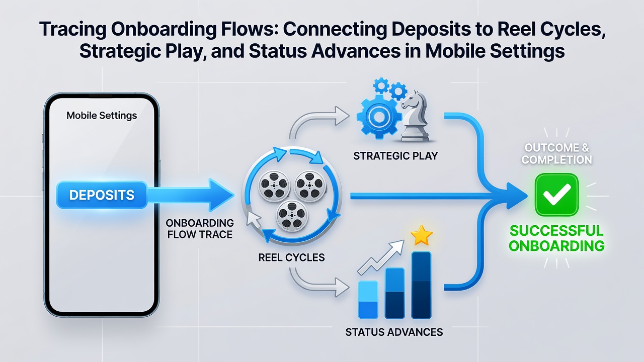 Darstellung eines mobilen Onboarding-Prozesses mit Verknüpfungen zwischen Einzahlungen und Spielzyklen